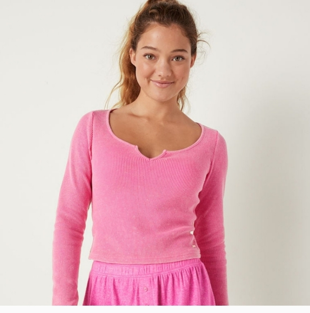Pink Victoria's Secret Thermal Knit Tee